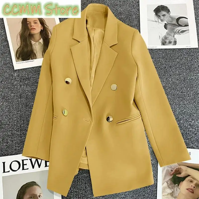 Green Metal Buckle Women's White Suit Jacket Casual Versatile High-end Feel Western-style Clothes Spring/autumn New