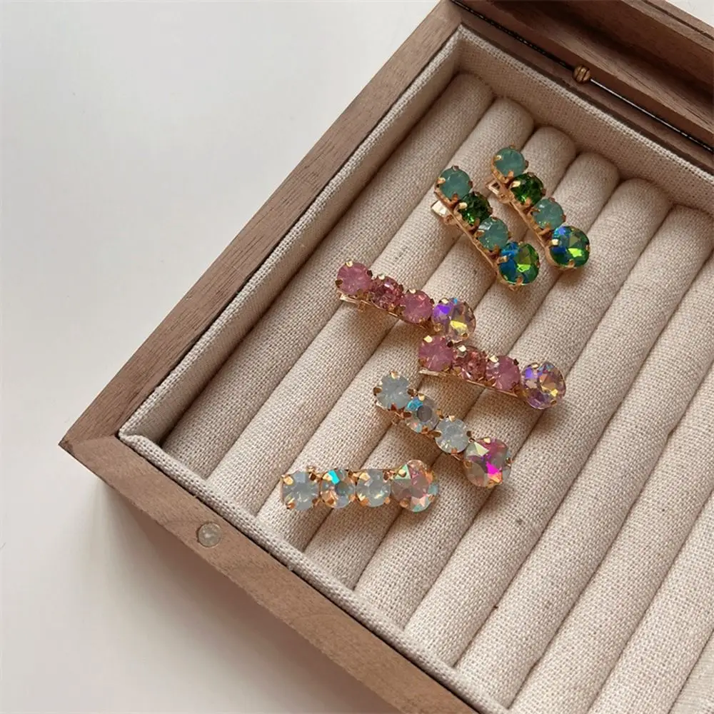 Luxury Colorful Crystal Gem Bang Clip Sweet Cute Female Beads Duckbill Clip Simple Creative Grils Party Small Side Clip