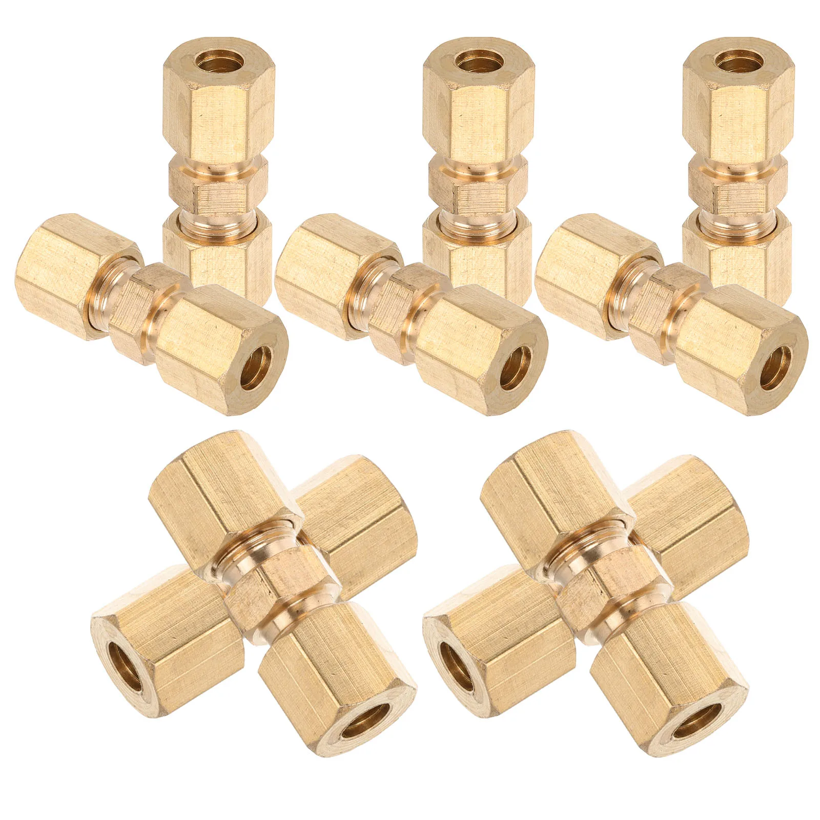 

10 Pcs Copper Connector Pipe Compression Fitting Repair Brass Brake Line Fittings Unions Couplers Lightweight Practical