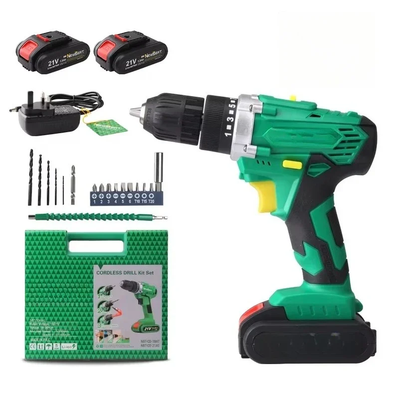 

NewBeat 21V Brush Motor Screwdriver Drill Combo Kit Lithium Battery Cordless Drill Power Tool Set