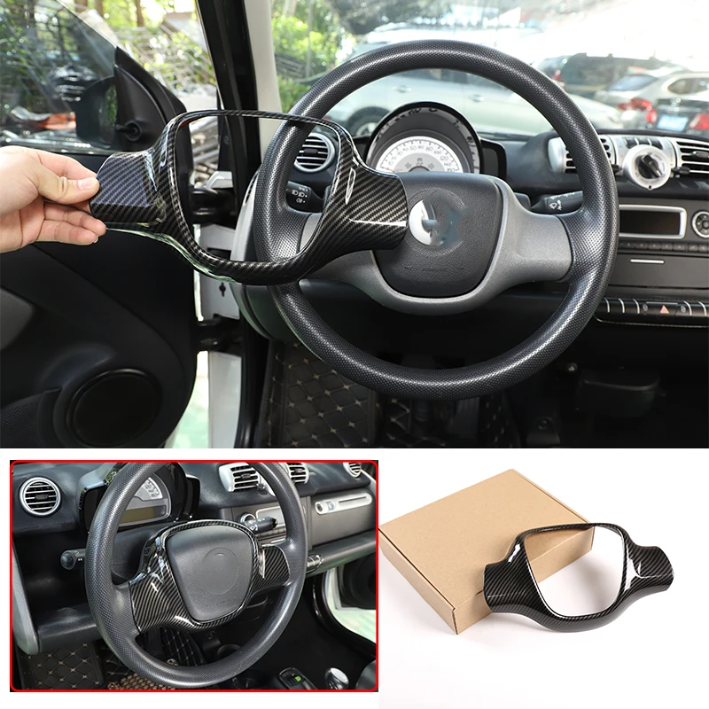 

ABS Carbon Fiber Style Car Steering Wheel Decorative Frame Cover Sticker Trim for Mercedes Smart 2009-2015 Auto Accessories