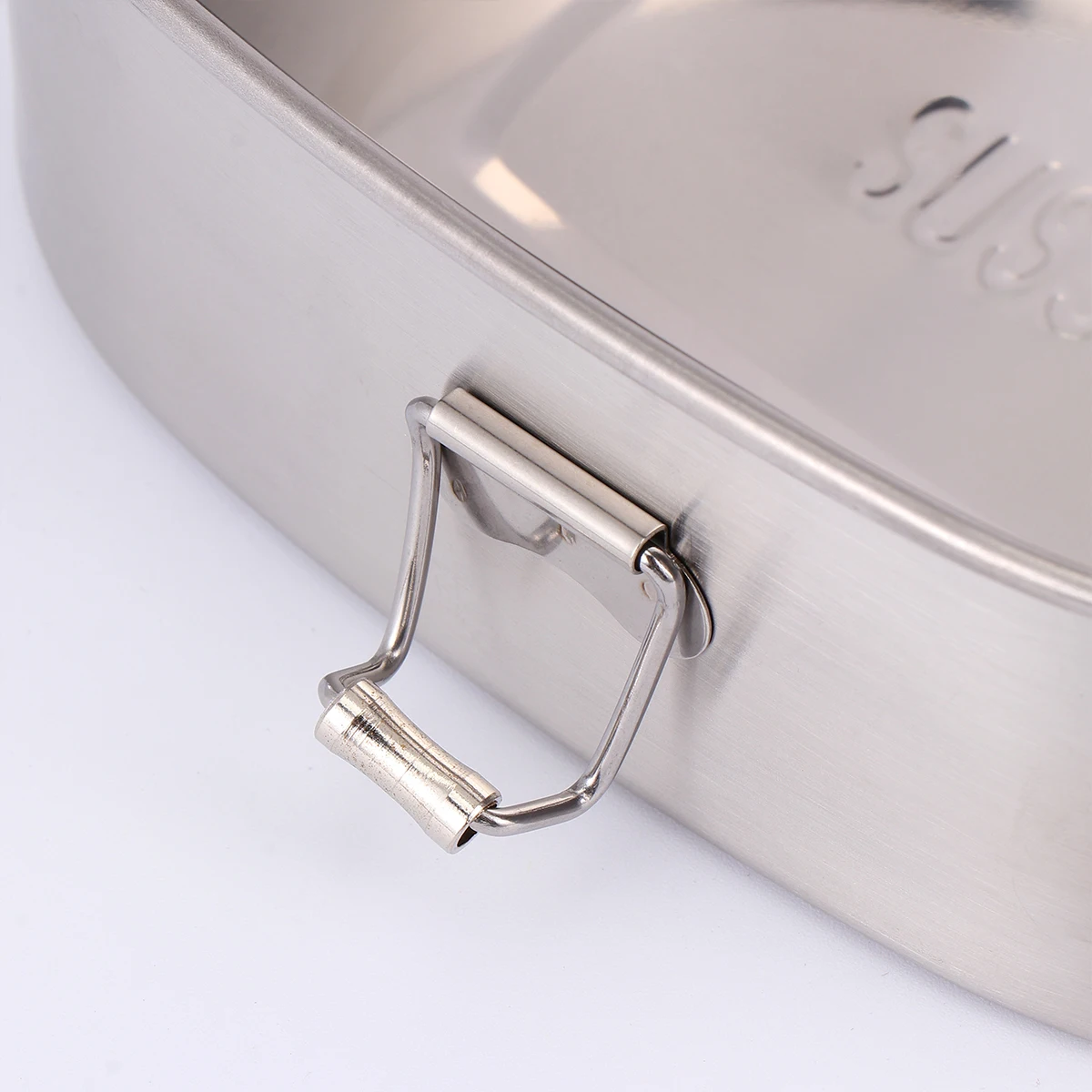 

Stainless Steel Lunch Box Large Size Leakproof Single Layer Portable Foldable Handle for Travel Camping Picnic