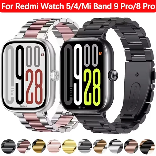 Imagen 2 del producto Correa de Metal para Redmi Watch 5/Redmi Watch 4, pulsera ajustable de acero inoxidable para Xiaomi Mi Band 9 Pro/Mi Band 8 Pro
