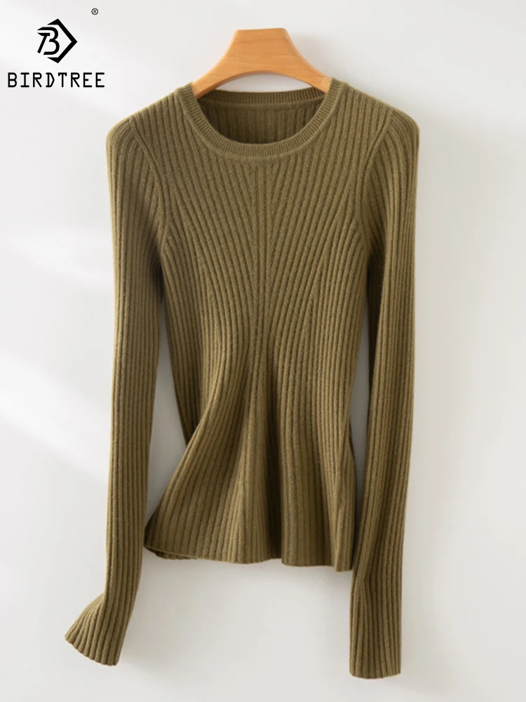 

Birdtree 100%Cashmere Base Sweater Round Neck Solid Color Simple Warmth Comfortable Versatile Layered Base Layer Fall P3N005QD