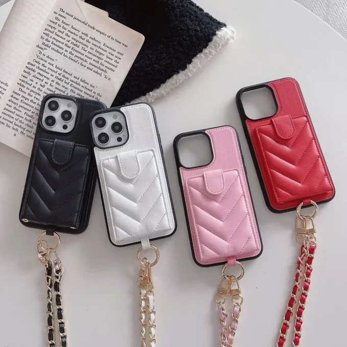 FF-16E Big V embroidered card holder for iPhone 14 Pro MAX Phone case iPhone13 shell high-grade metal cross-body