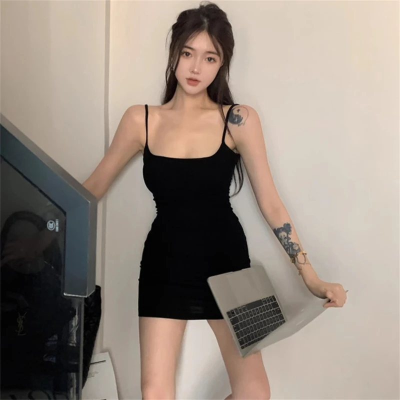 Y2K 숏 미니 드레스 섹시 타이트 슬림 블랙 바디콘 여름 숏 스커트 파티 야외 활동 비치 선물 청소년 및 젊은 여성용