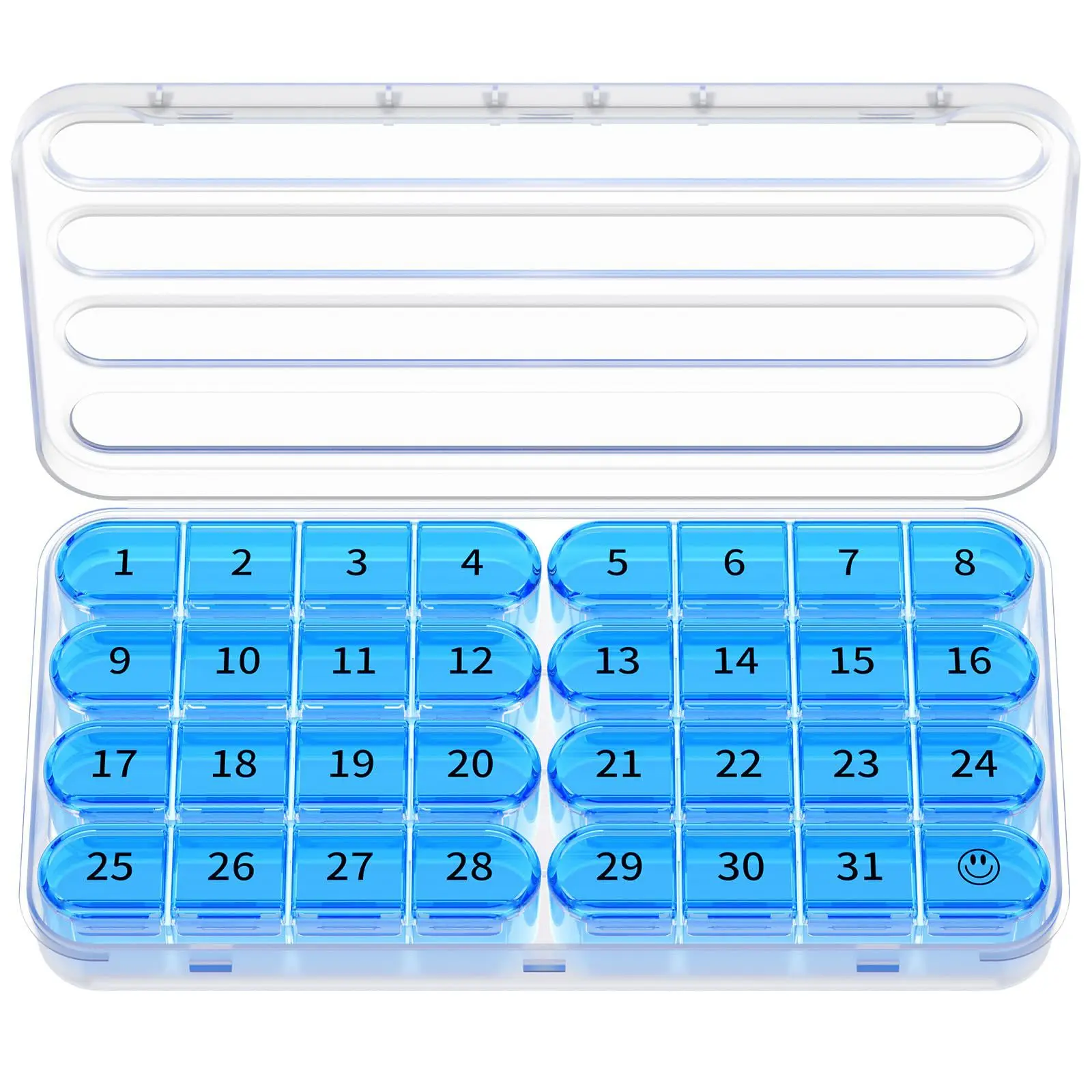 1pc 31 Day Monthly Pill Organizer, 1 Daily Compartment, Large Capacity Medicine Box, Mixed Colors for Easy Tracking, Durable