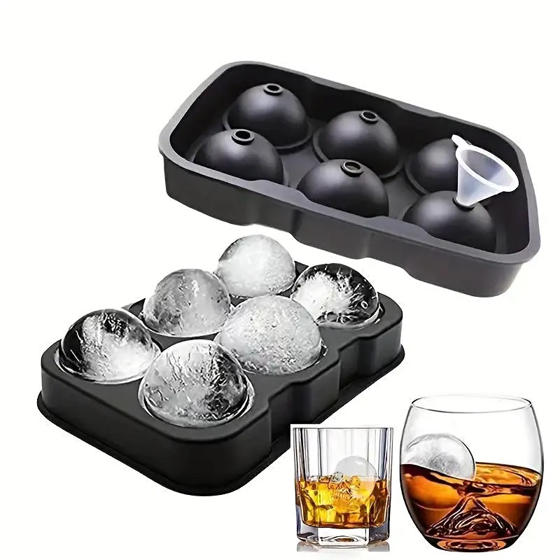 Eiswürfelschale, Silikon-Eisball-Gefrierschrankform, quadratischer Eiswürfelbereiter mit Deckel, 6/8 Gitter für Whiskey, Cocktail, Kaffeezubehör