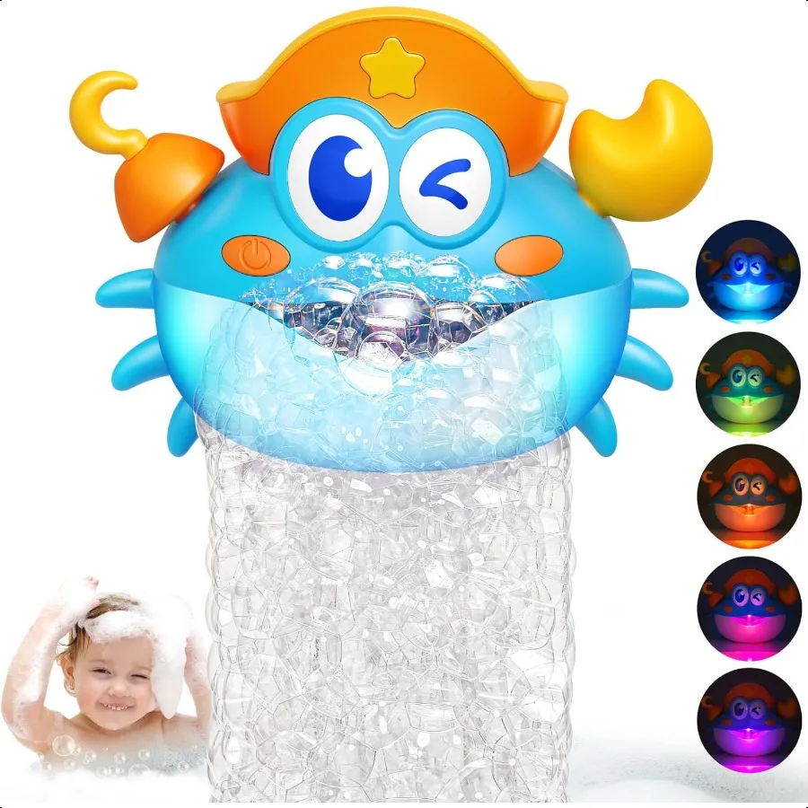 

Игрушки для ванныCrab Детские игрушки для ванной с подсветкой Bubble hine с красочным RGB-подсветкой Отличный подарок на день рождения для мальчиков и девочек-малышей