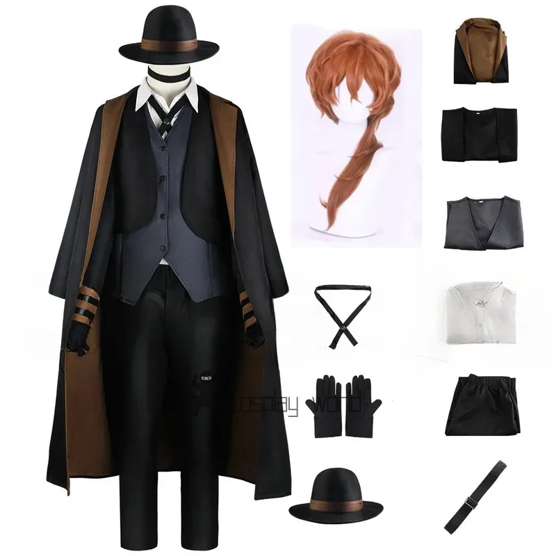 ناكاهارا تشويا كوسبلاي بونغو الضالة زي قبعة موحدة خندق معطف السراويل الدعاوى حجم كبير ملابس حفلات الهالوين #1