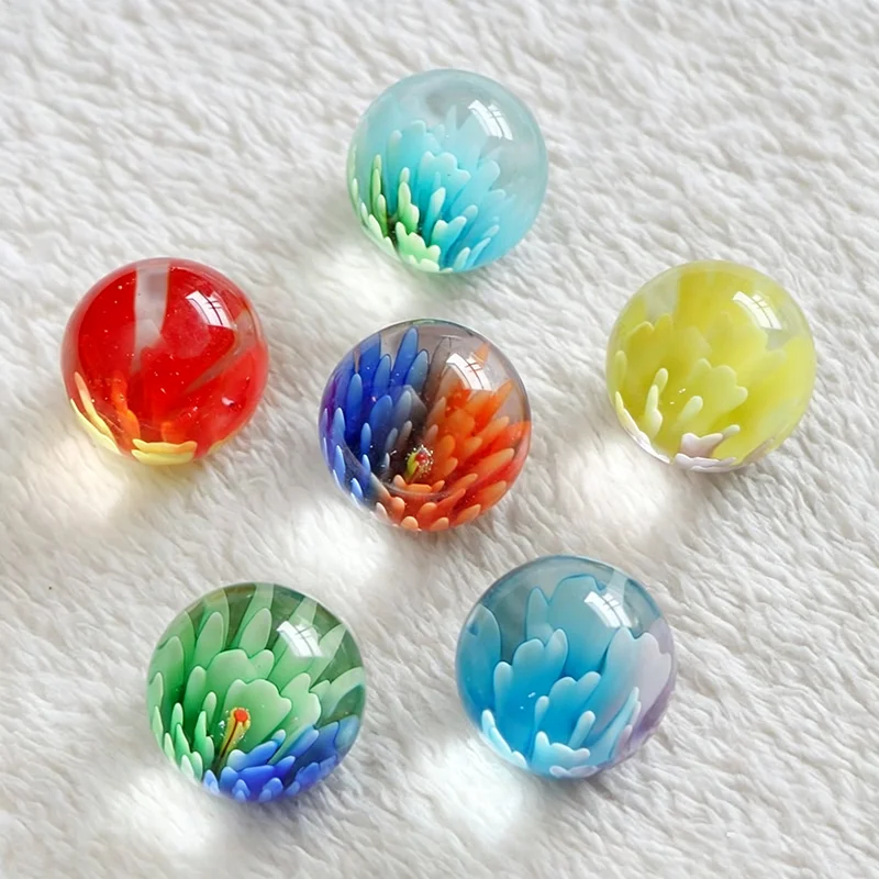 25mm Glass Marble Beads Two-tone Flower Glass Ball for Vase, Fish Tank, DIY Decorative Handicraft Props