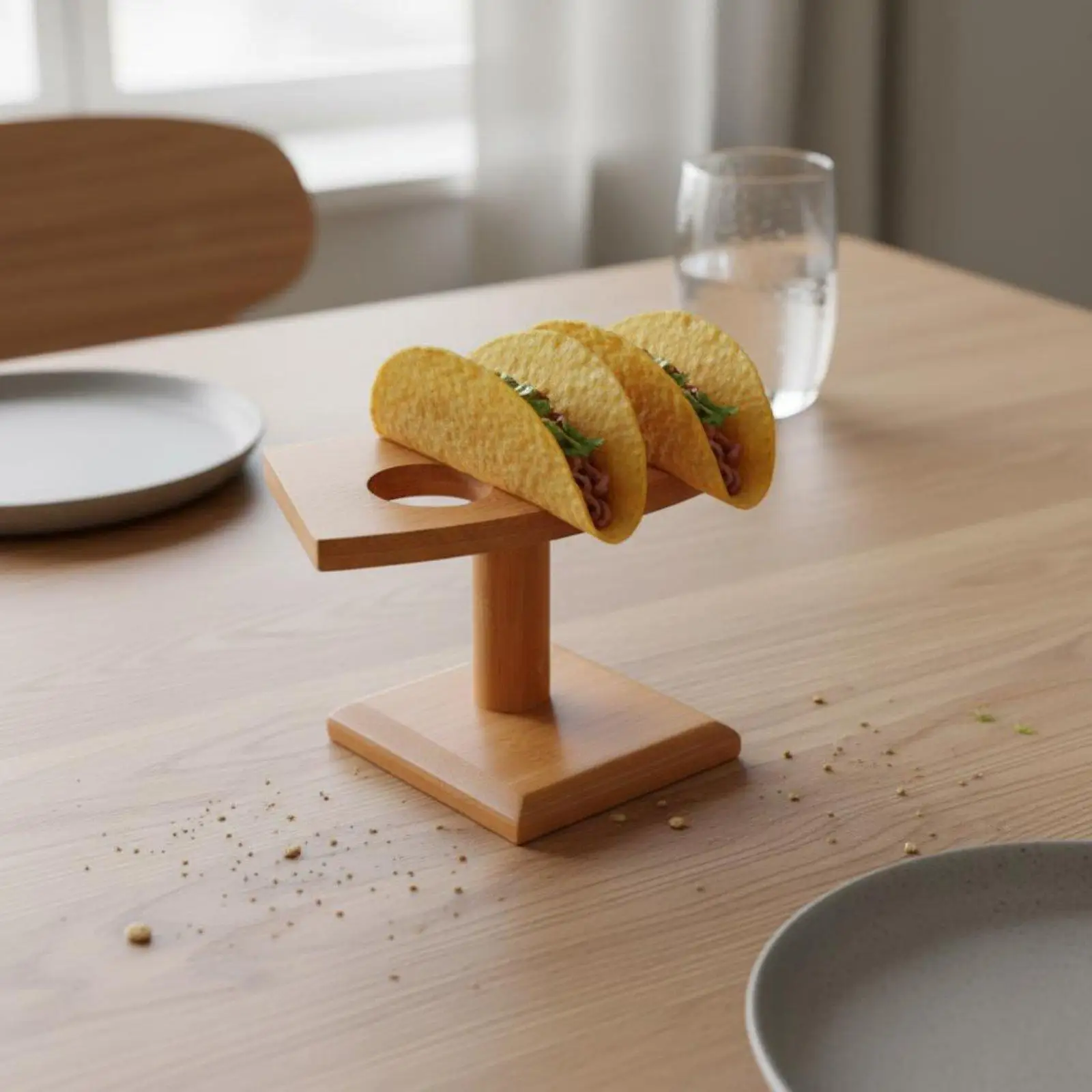 Wooden Tacos Holder Creative Plating Wooden Sushi Rack Wood Sushi Display Rack for Restaurant Owners, Chefs, Dining Table