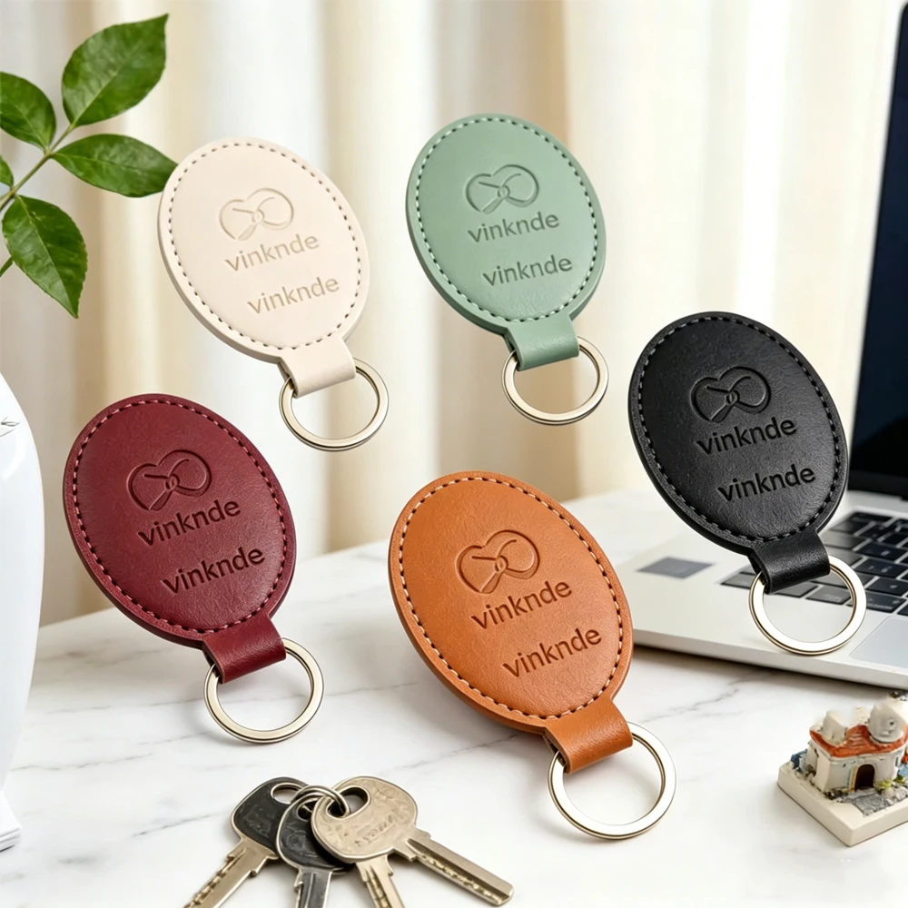 

20/50/100Pcs Gift Blank Leatherette Metal KeyChain 4.5x7.4cm Custom Logo Engraved Pu Leather Oval Travel Women's Car Key Ring