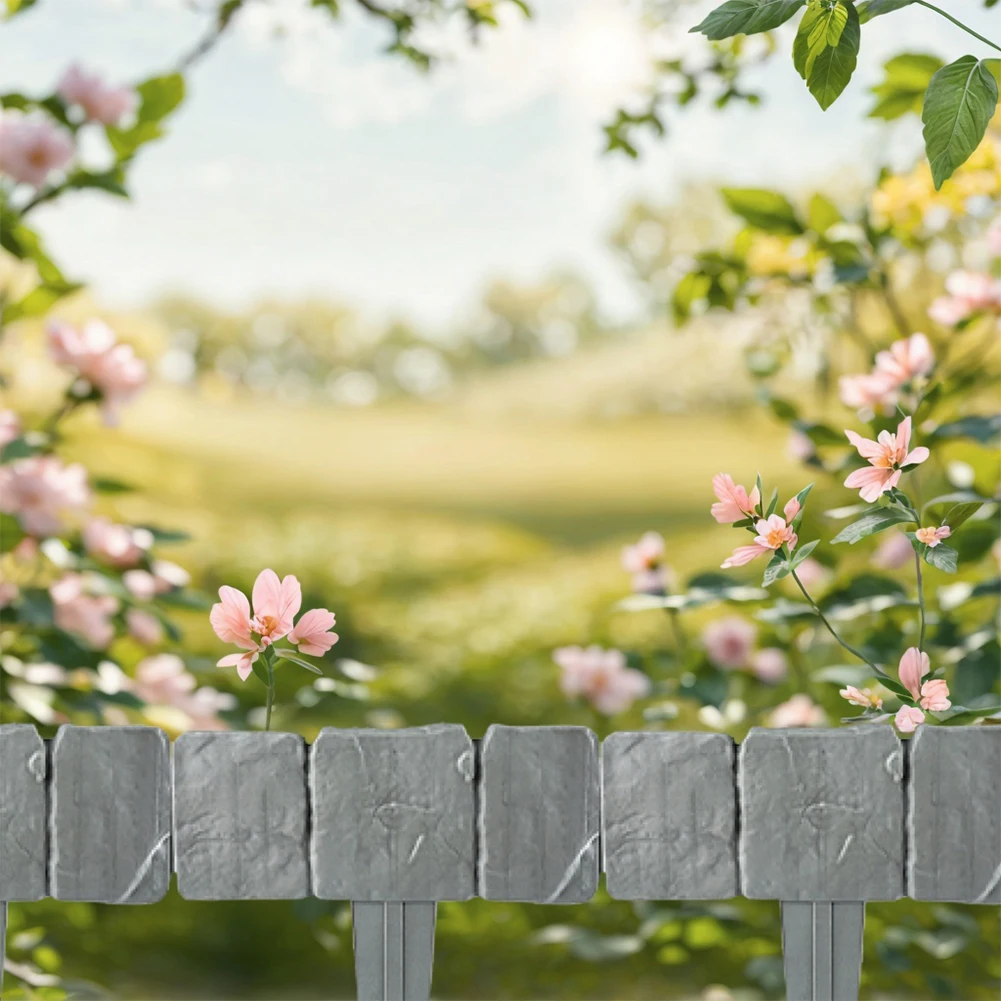 

Imitation Stone Fence Lawn Fence Plastic Cobblestone Effect Edging Garden Patio Decor