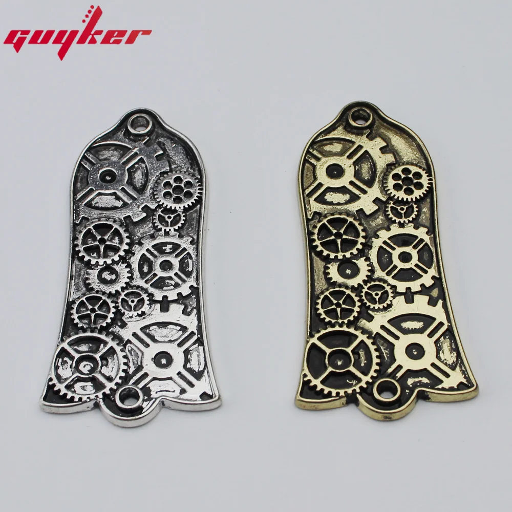 1 Pcs Guitar Head Cover 2 Holes Metal Guitar Truss Rod Cover For LP Style Guitar Parts Ancient Silve/Gold