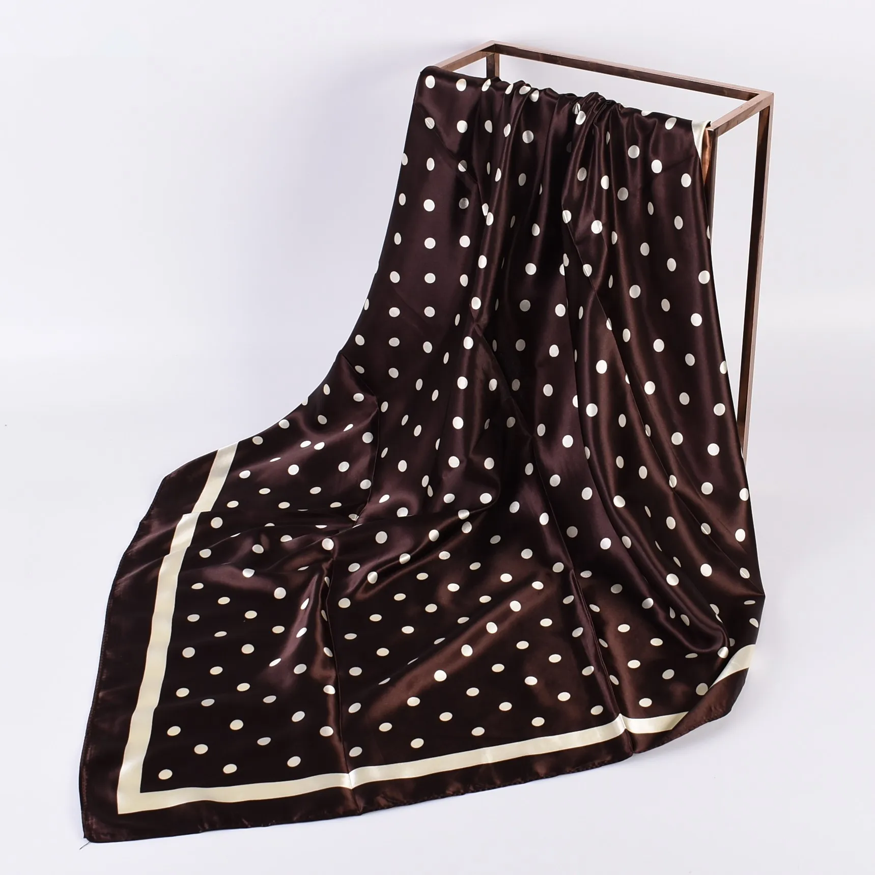 Kopf Schal Frauen Luxus Marke 90 × 90 cm Seide Quadrat Schal Satin Bandana Cheveux Weiche Halstuch Hijab Haar schals Für Damen – Detail 13