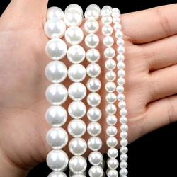 2-12mm Natural White Shell Pearl Beads Round Loose Spacer Imitation Pearl Beads for Jewelry Making DIY Charms Necklace Bracelets