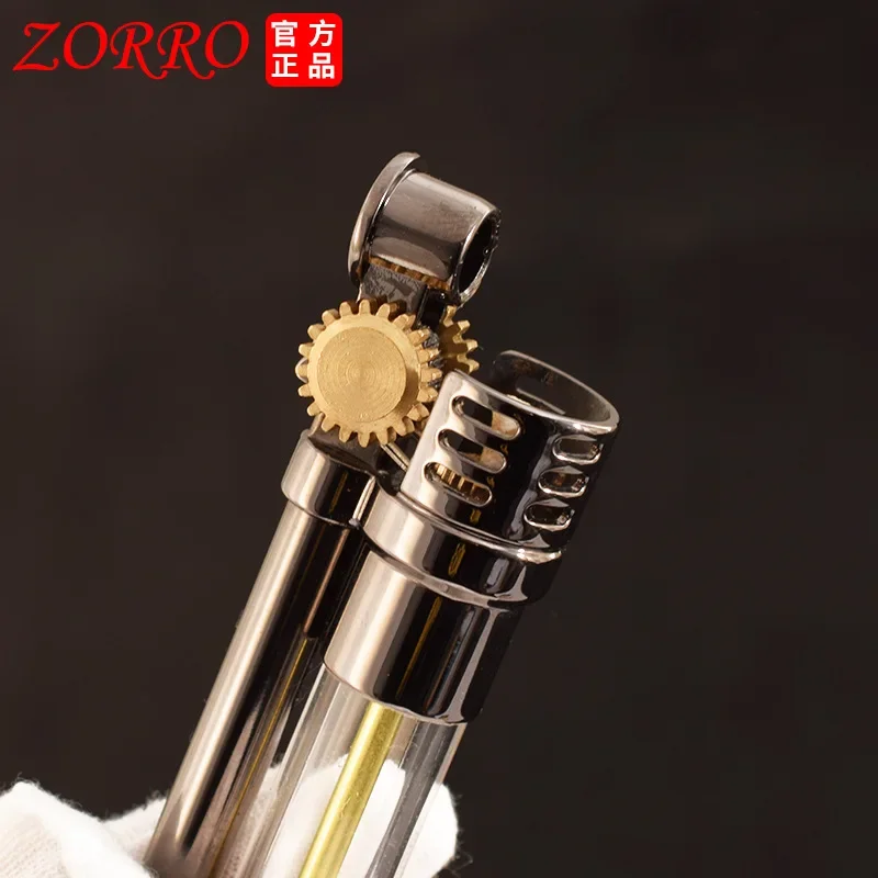 Zorro Transparent Compact Kerosene Lighter Creative Portable Pendant Retro Old-fashioned Grinding Wheel Lighter Men\'s Gift