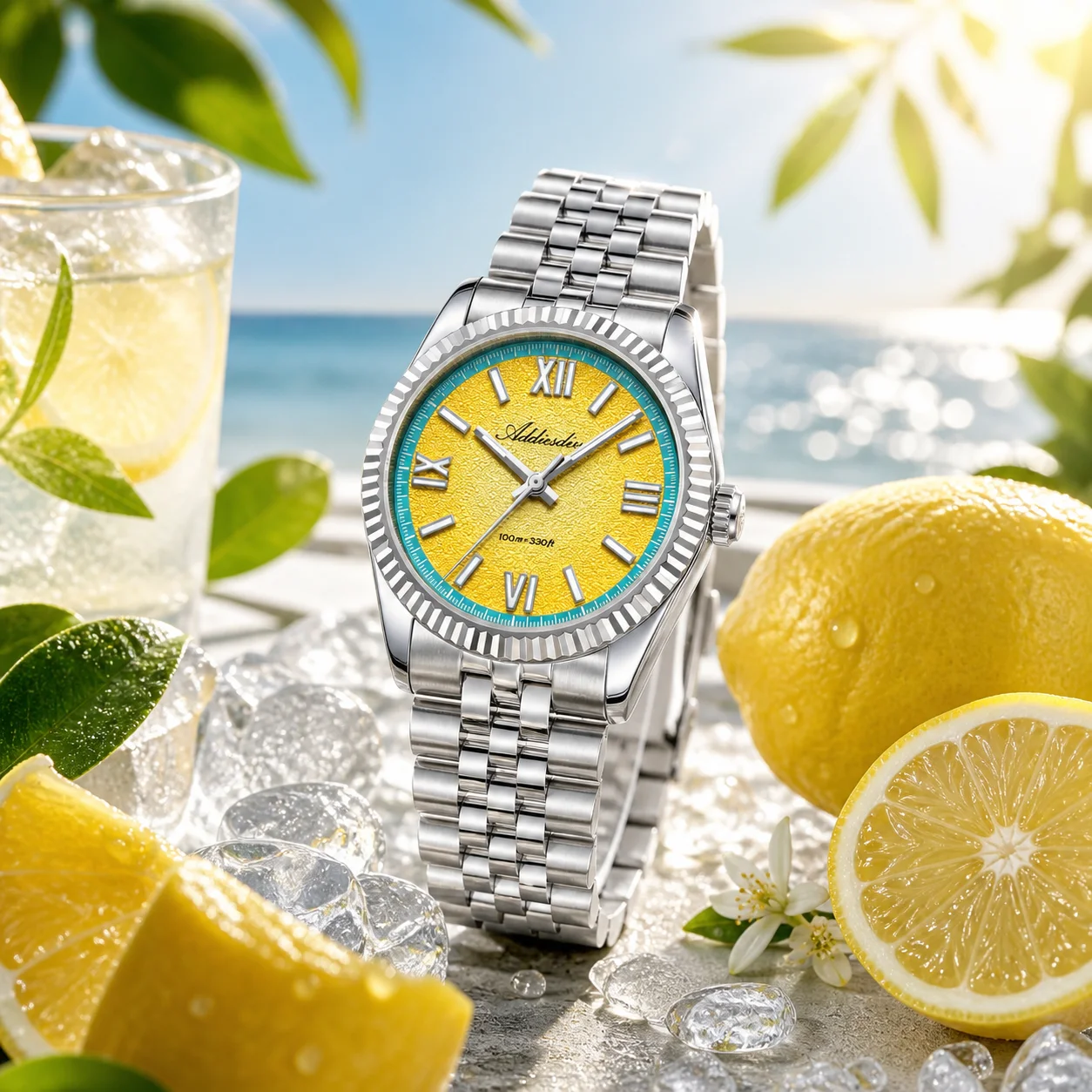 

ADDIESDIVE New Man Watch Luxury Sapphire Mirror Japan VH31 Quartz Wristwatch 36mm Luminous Stainless Steel 100m Waterproof Watch