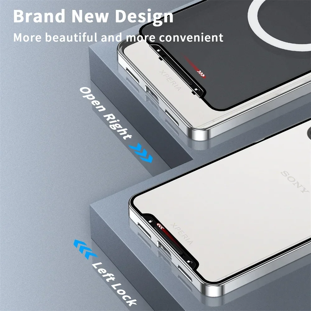 حافظة معدنية مقاومة للصدمات Magsafe لهاتف Sony Xperia 1 VI حافظة من الألومنيوم بإطار غير لامع غطاء PC لهاتف Sony Xperia 1 VI 10 IV