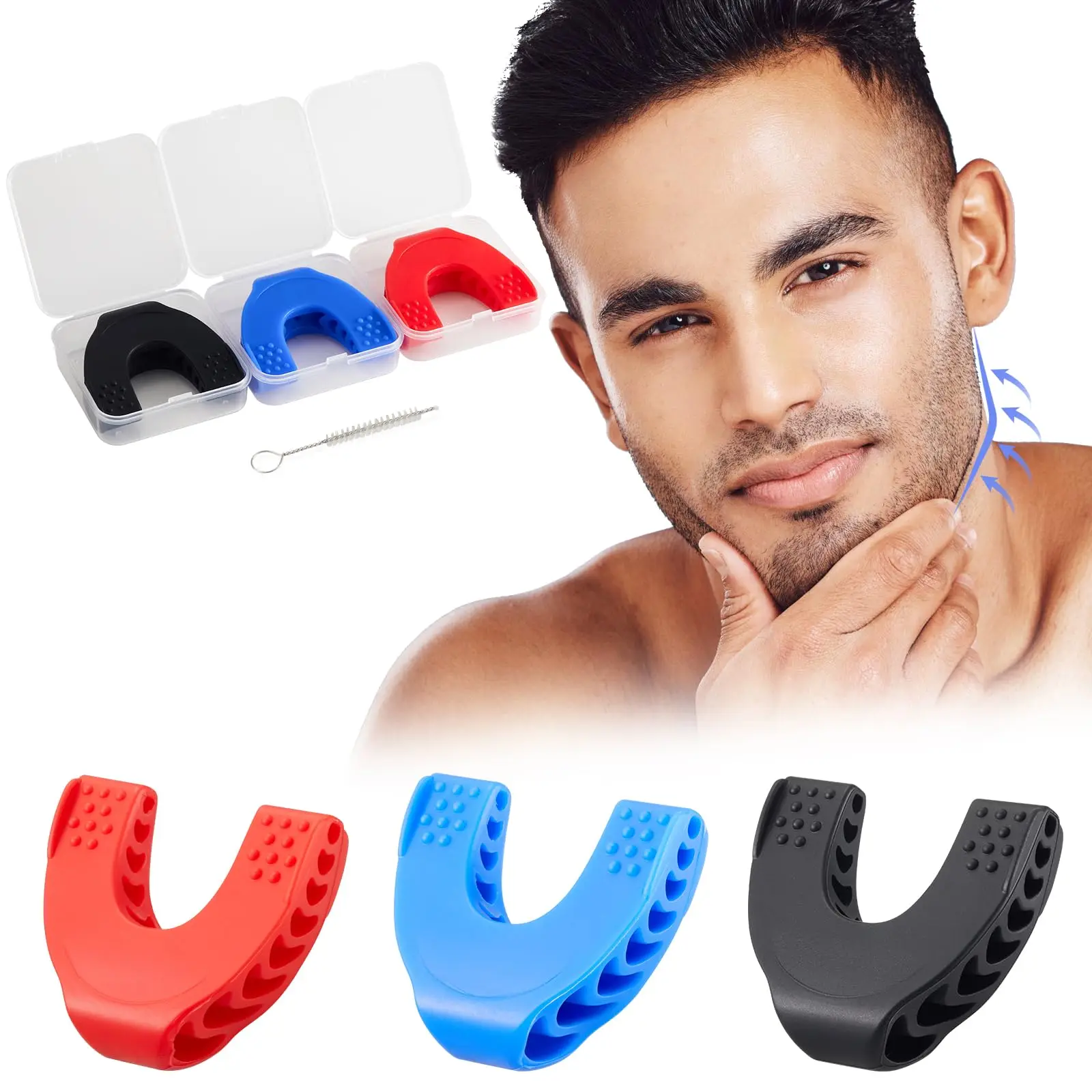 3PCS Jaw Trainer, 3 Resistance Levels Silicone Jaw Exerciser Activating Tightening Strengthening Facial Muscles Jawline Trainer