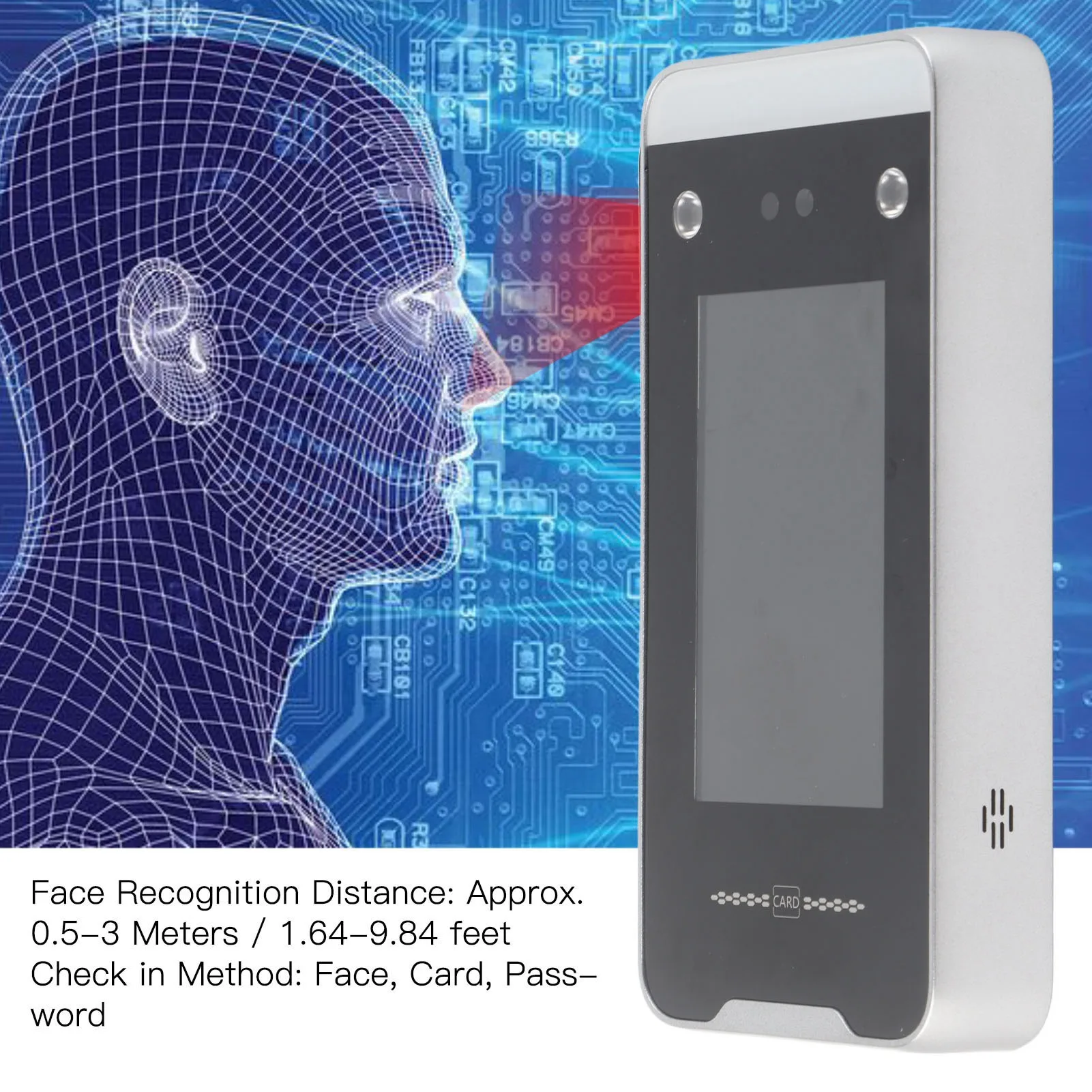 

Терминал учета рабочего времени с цветным экраном 4,3 дюйма, распознавание лиц, считывание карт, ввод пароля, для регистрации сотрудников