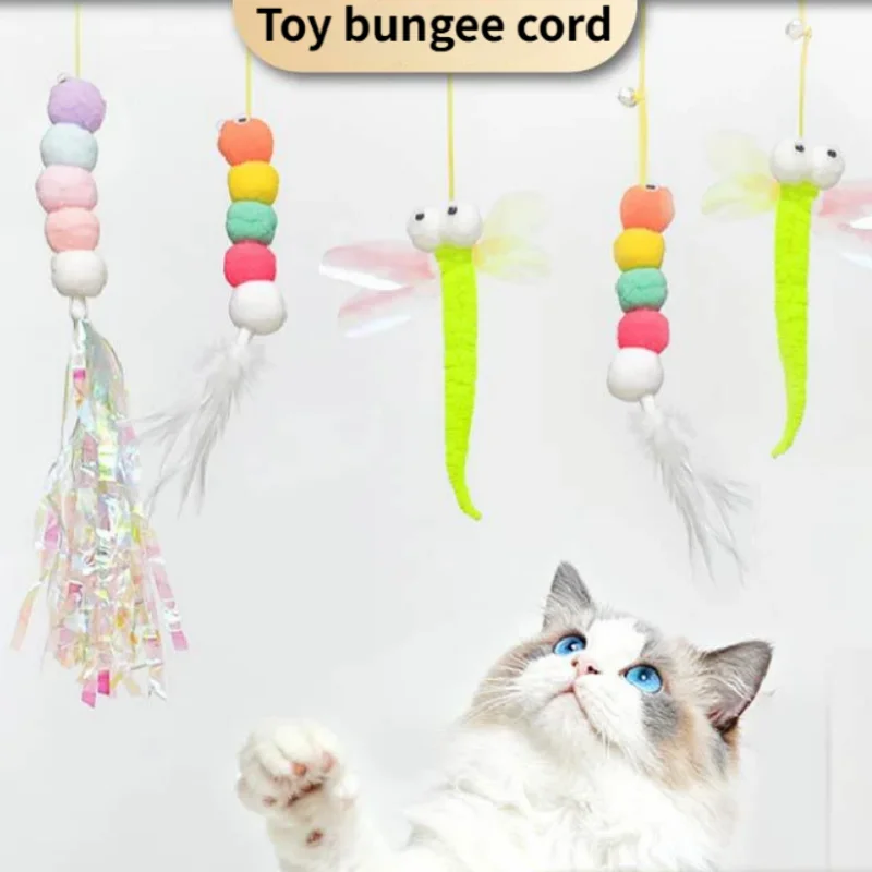 Random Hanging Cat Toy Elastic Rope Feather Cat Stick Hanging Door Interactive Play Toy Pet Supplies For Cats And Dogs