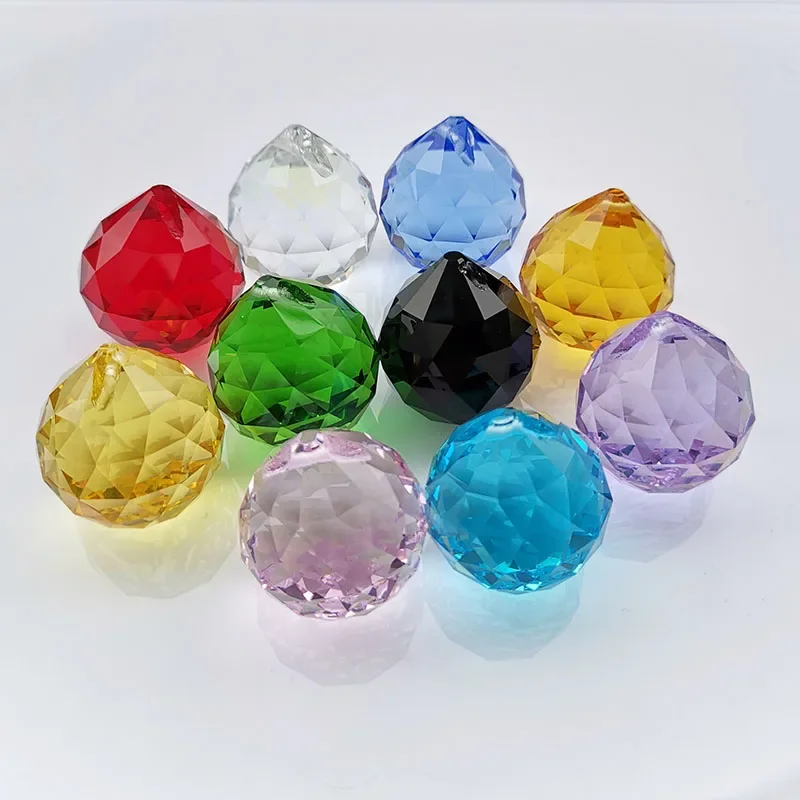 

10pcs Colorful Crystal Faceted Ball Prism Hanging Pendant Suncatcher Lamp Lignting Wedding Home Decor Ornament Glass Paperweight