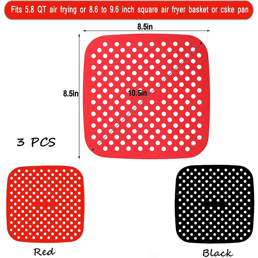 2pcs Air Fryer Silicone Reusable Oven Kitchen Accessories Non-stick Airfryer Liners Baking Mat Pastry Tools Accessories Oil Mats