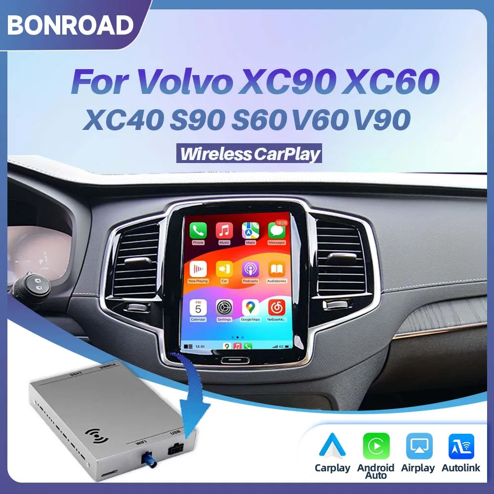 BONROAD Draadloze CarPlay Android Auto Interface voor Volvo 9'' Scherm V60 V90 S60 XC40 XC60 XC90 S60 S90 Navigatie BT Auto Box - afbeelding 2