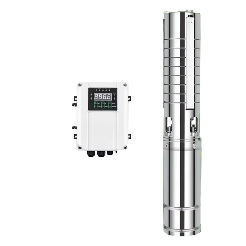 

200 Вт 400 Вт 600 Вт Солнечный глубокий колодезный насос постоянного тока с контроллером MPPT расход 100% л в час рабочее колесо из высококачественной нержавеющей стали