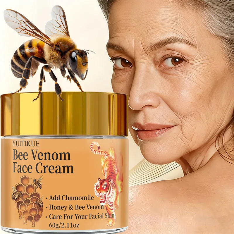 Crema facial de veneno de abeja con manzanilla añadida Miel y veneno de abeja proporcionan un cuidado hidratante profundo para tu piel facial.