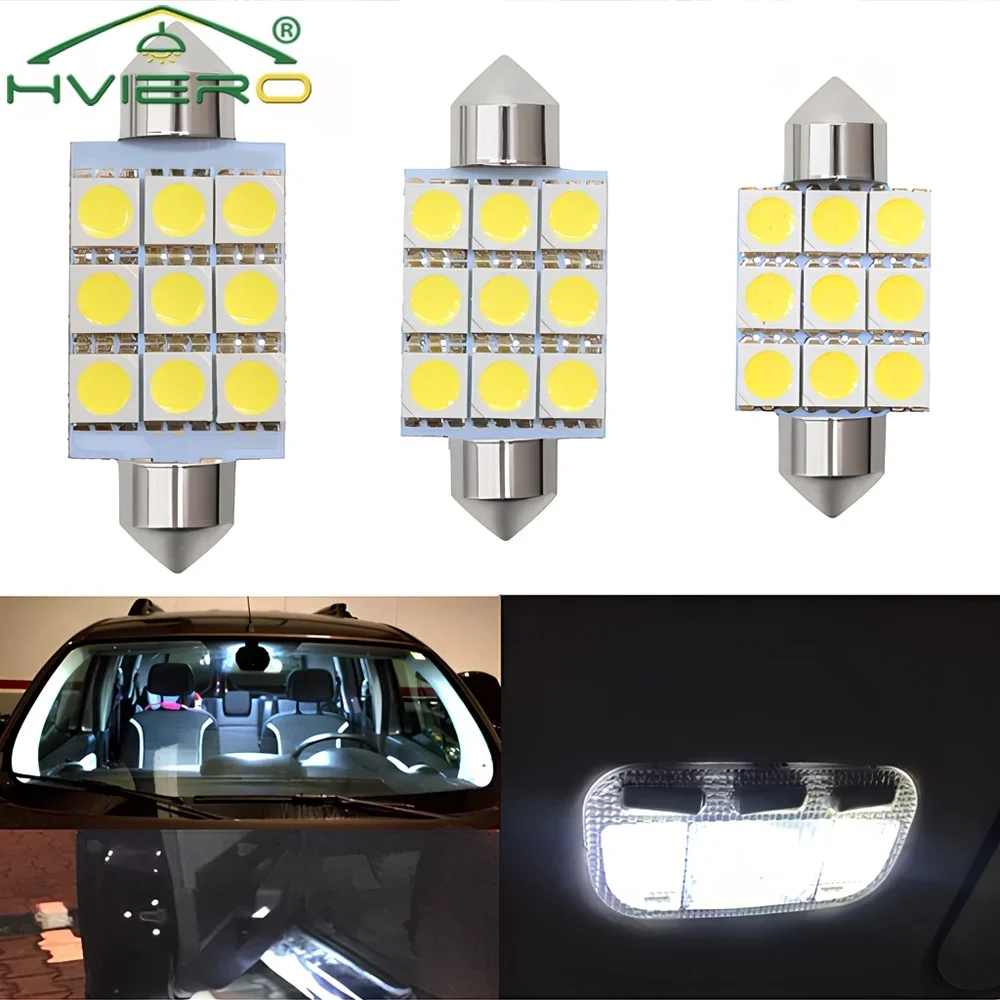 1/2PCS T10 Car DC 12V White C5W 5050 SMD 3528 31/36/39mm Auto Lamp Tail Bulb Backup LED Interior Festoon Dome Door Light Reading