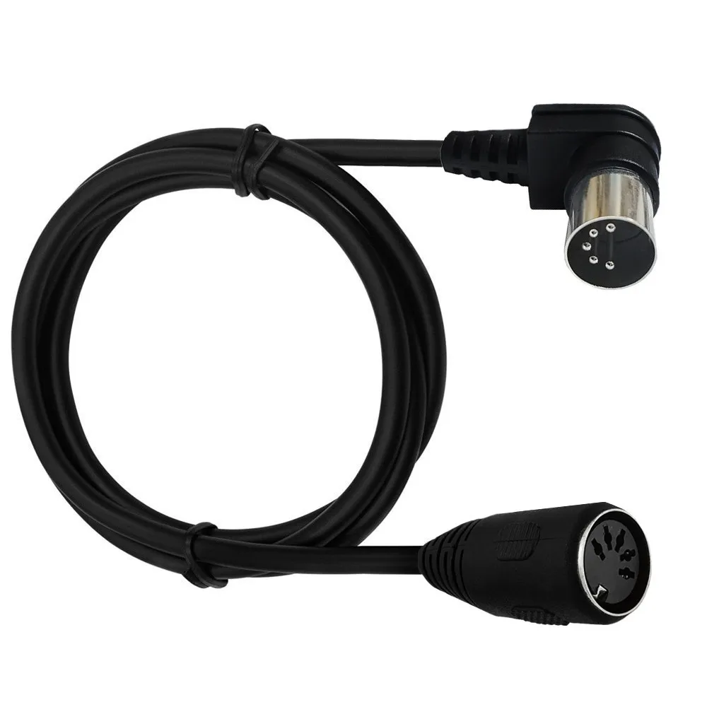 90 Degree Bend MIDI DIN Extension Cable MIDI 5Pin Din Male to Female Bus Keyboard Synthesizer Organ Electric Piano 0.5/1.5/3m