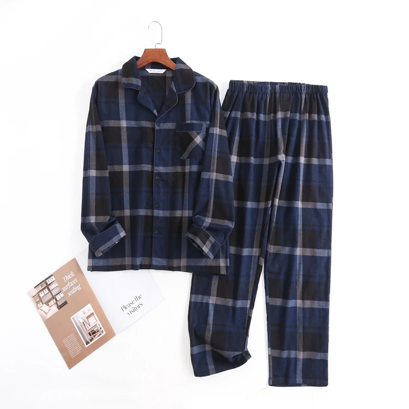 طقم بيجامة فضفاض منقوش مطبوع بأكمام طويلة وأزرار علوية وسراويل طويلة نمط غير رسمي مناسب للرجال ملابس منزلية مريحة ملابس تنحيف Pjs