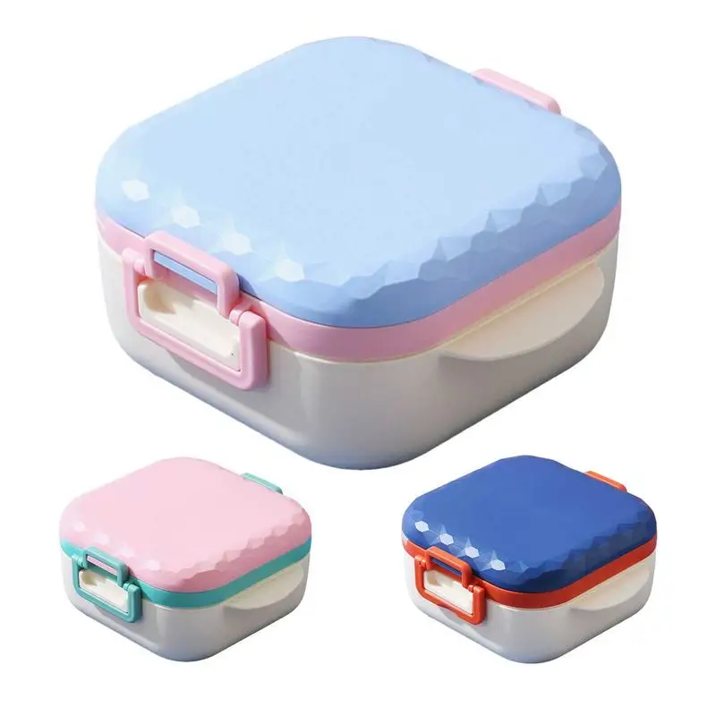 Portable Lunch Containers Divided Food Storage Box Reuseable Square Lunch Box Snack Food Storage Container With Spoon for school