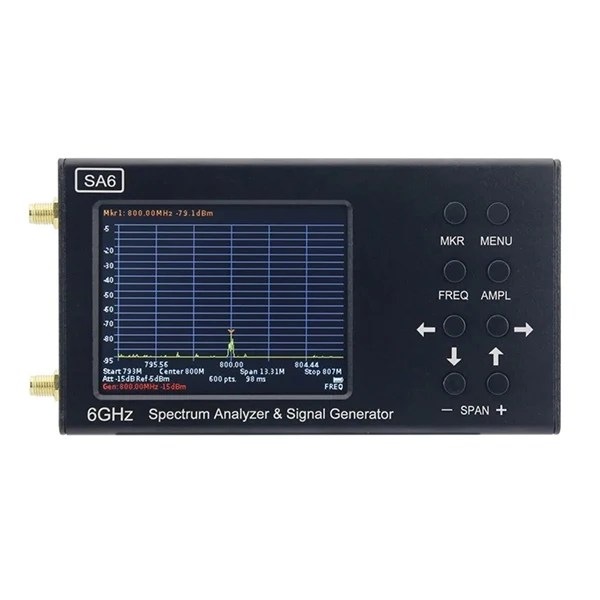 SA6 6GHz Spectrum Analyzer 35-6200MHz Signal Generator Portable 3.2 Inch Touched Screen Multifunctional Wireless Tester LTE GPRS