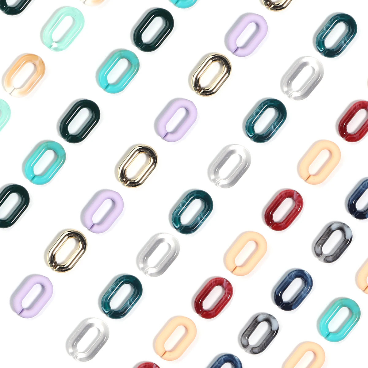 30pcs/lot Acrylic Link Chain Clasp Colorful 9x15mm Open Buckle Beads Connector For DIY Jewelry Making Necklace Bracelet