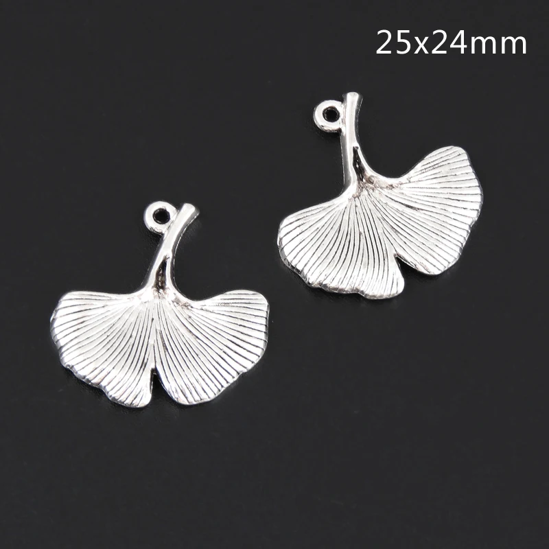 15pcs Gingko Leaf Silver Color Charms Great Plants Natural Pendant Fit DIY Handmade Making Findings Jewelry