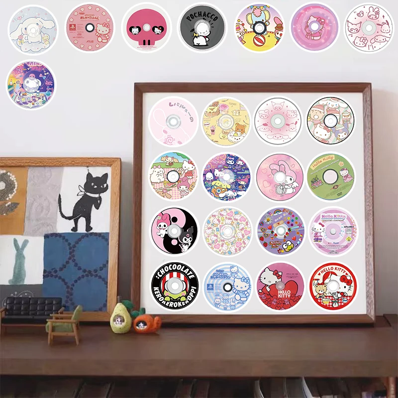 50PCS Sanrio CD Sticker Notebook Harajuku Home Bicycle Art Laptop Luggage Y2K Fashion Cafe Phone Cafe Streetwear Stickers