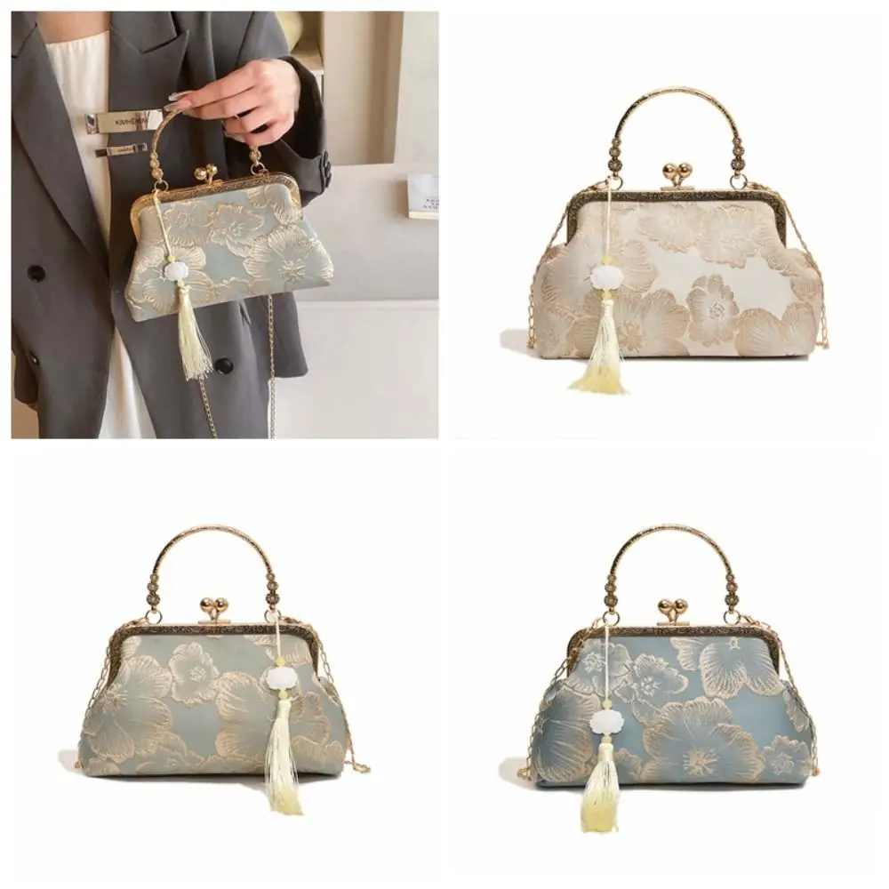 Cheongsam-Bolso de mano bordado para mujer, bolsa de hombro, bolso de muñeca, bolso cruzado, bolso de mano de gran capacidad, accesorios de banquete