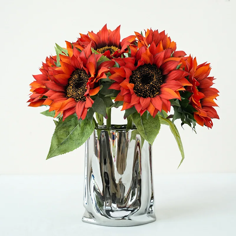 

3pc Sunflower Artificial Flowers Bouquet Realistic Outdoor Garden Autumn Decoration Home Floral Arrangement Wedding Decor