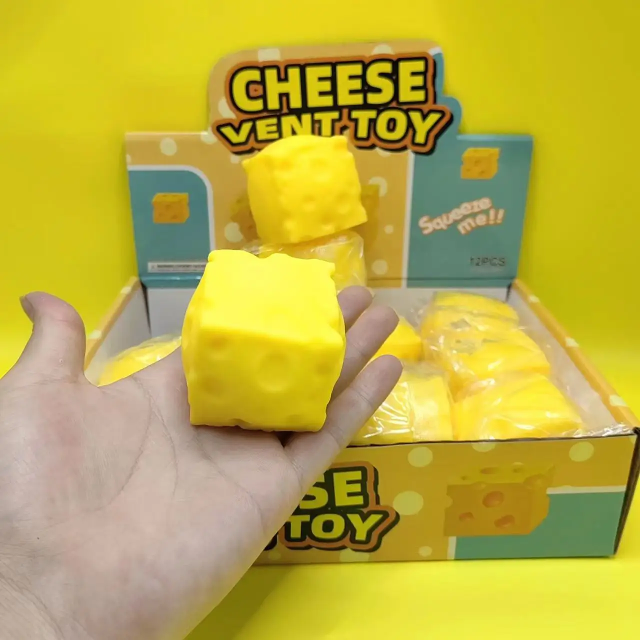 Dark Yellow Cheese Cube Stress Ball Slow Shapeable Squeeze Ball Rebound Sensory Fidget Toys for and Adults Relaxing Gifts