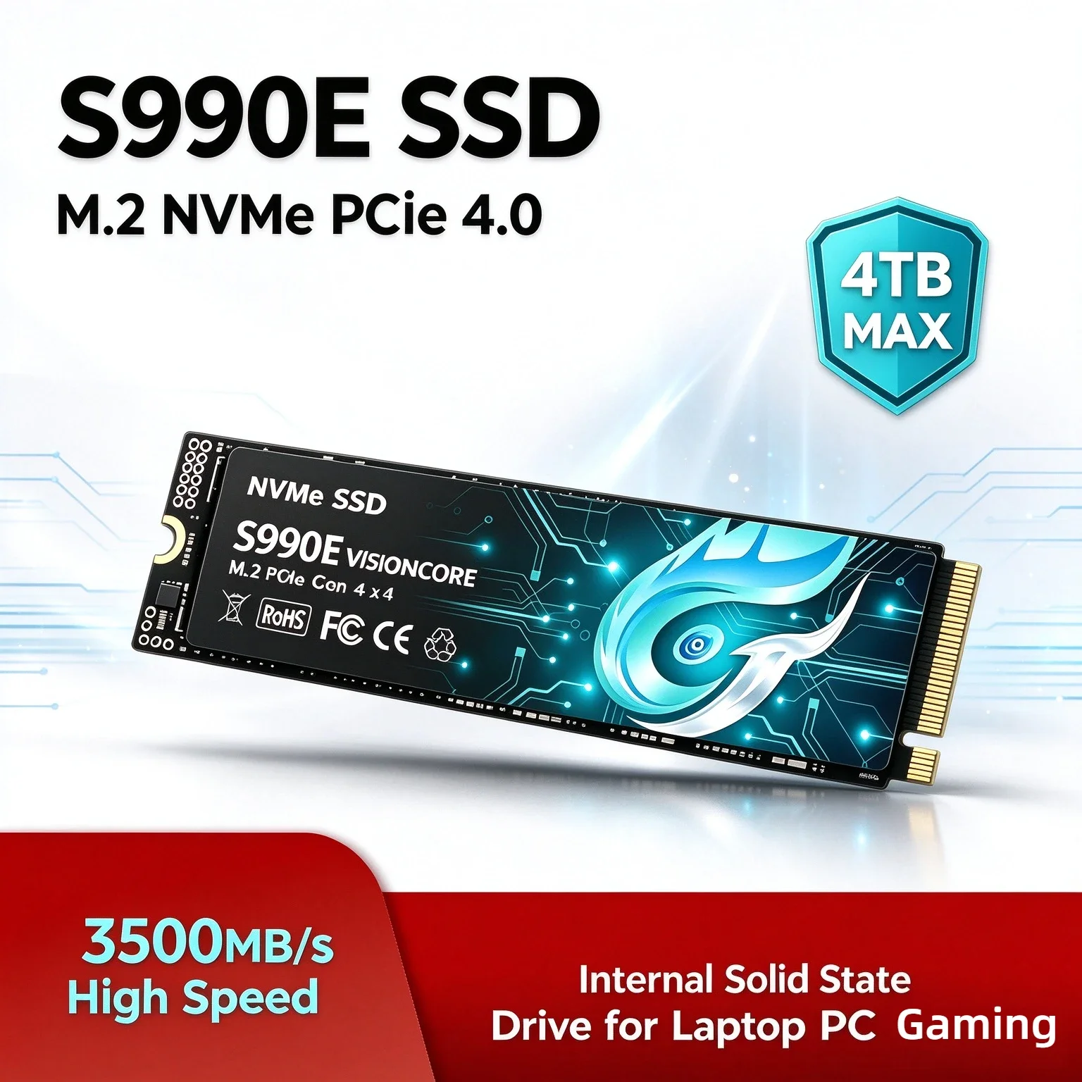 S990E 2TB 4TB SSD M.2 NVMe Internal Solid State Drive High Speed 3500MB/s PCIe 4.0 Gaming Drive Works for  Laptop PC Hard Disk