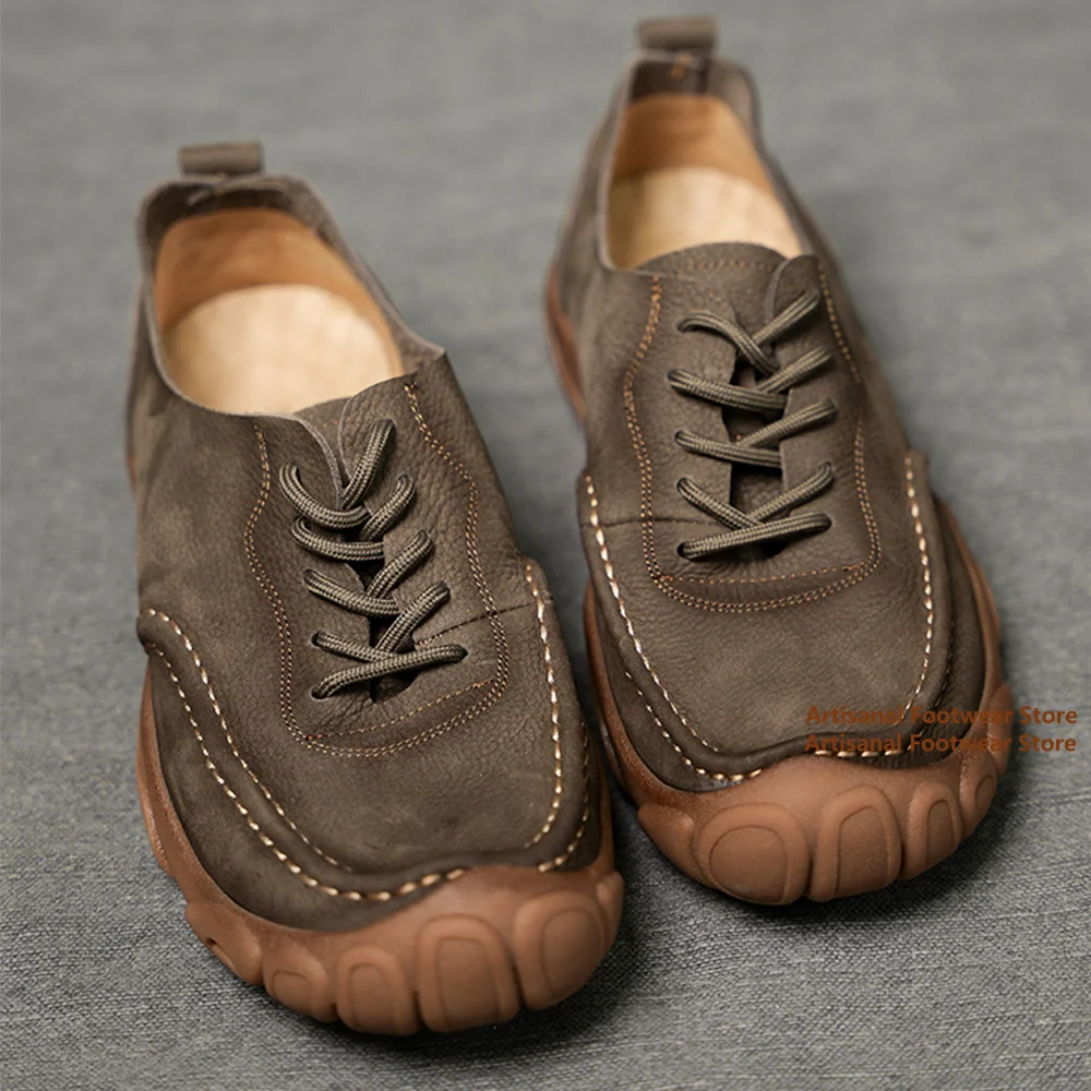 

Autumn Flats Men's Shoes Retro Genuine Leather Breathable Soft Leather Soft Sole Shoes Casual Shoes Trendy Handmade Men's Shoes
