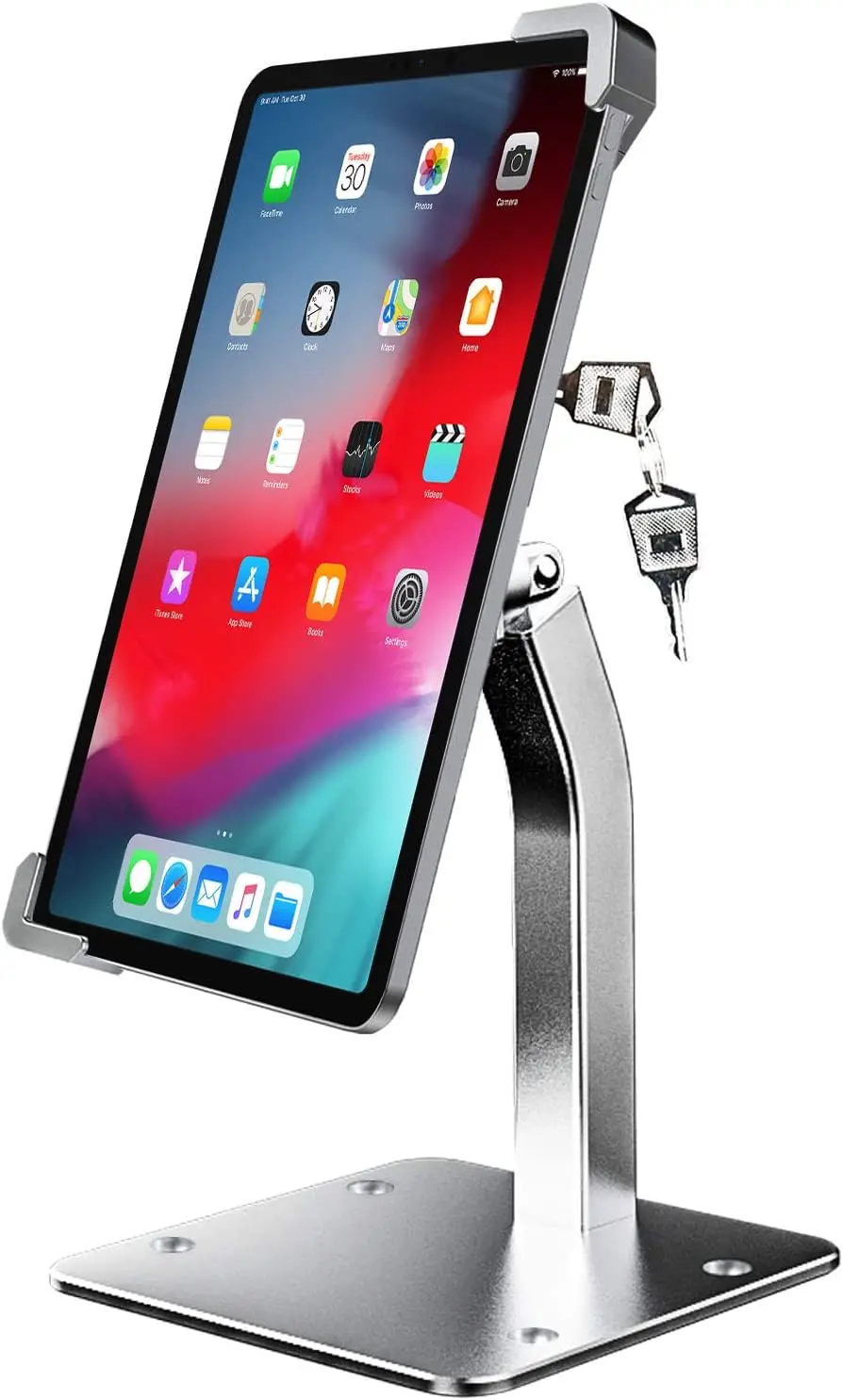 

Secure Tablet Stand for 9-14 Inch Devices, Heavy Duty Locking POS Display Mount Compatible with iPad, Surface, Galaxy Tabs