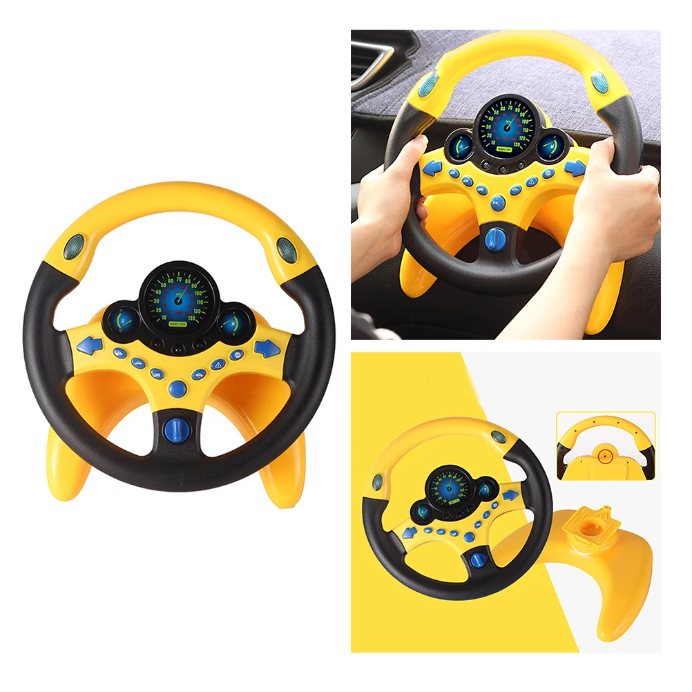 

Car Toys Simulation Steering Wheel for Kids Sound and Light Yellow Child