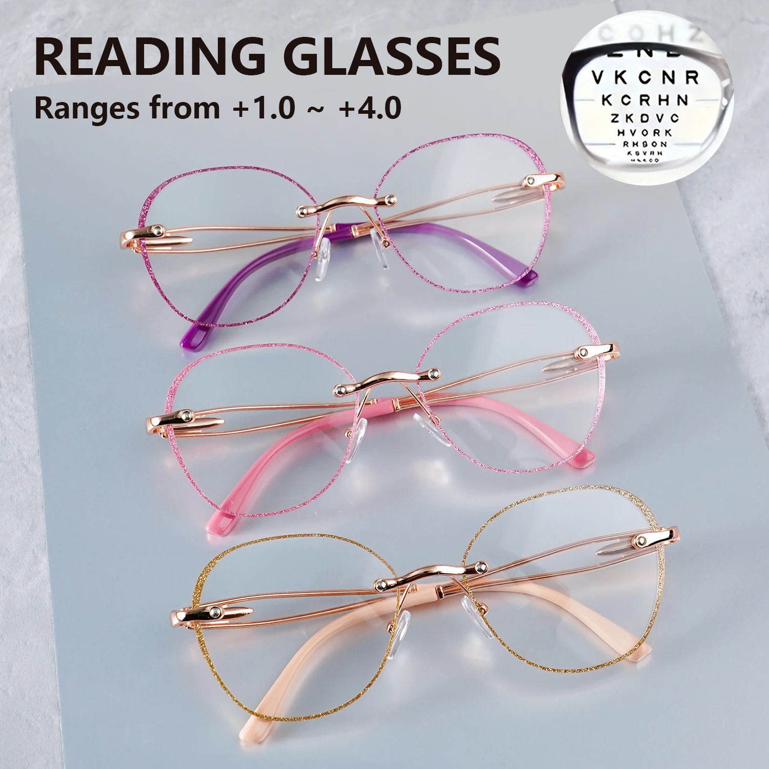 Ovale Retro-Lesebrille für Männer und Frauen – +1,00 bis +4,00 Vergrößerung, Büro- und Computergebrauch, trendige Lesebrille – Detail 1