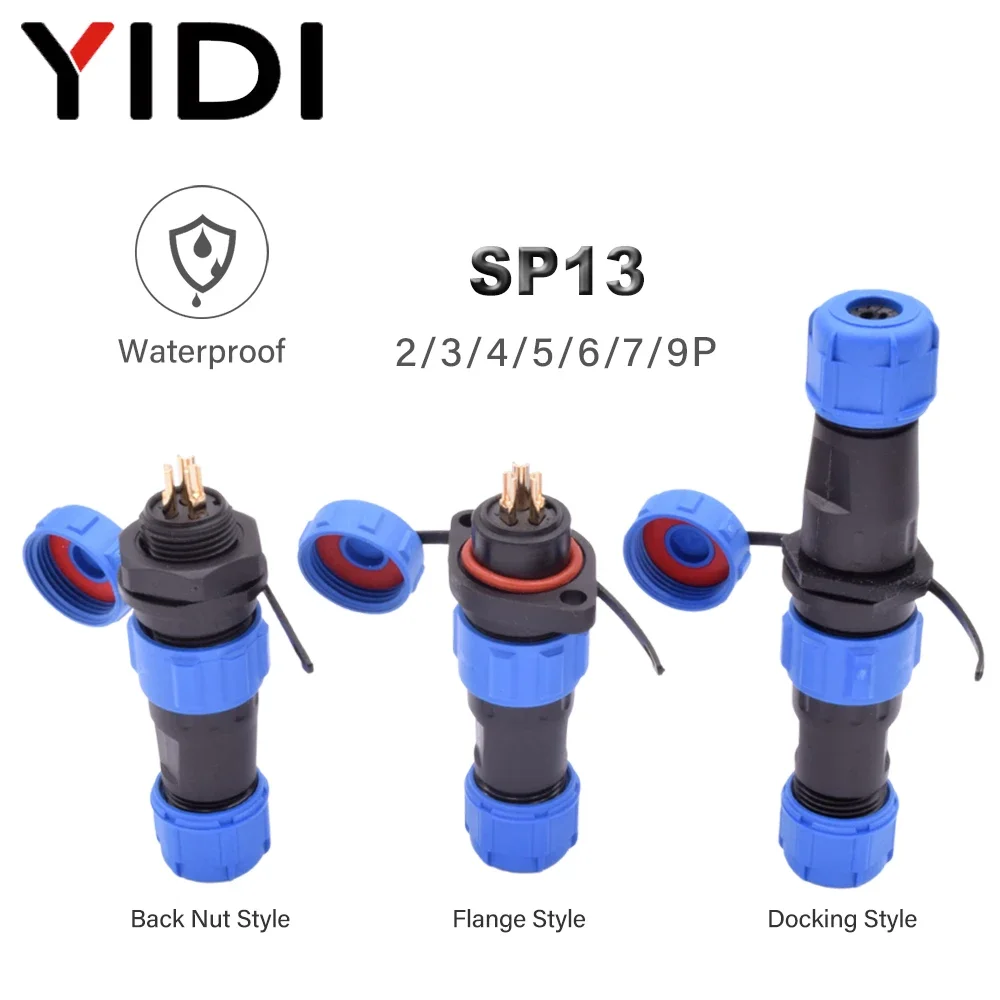 5/10 Sets 2 3 4 5 6 7 9 Pin SP13 IP68 13mm Waterproof Aviation Connector Nut/Flange/Docking Panel Mount Male Female Plug Socket