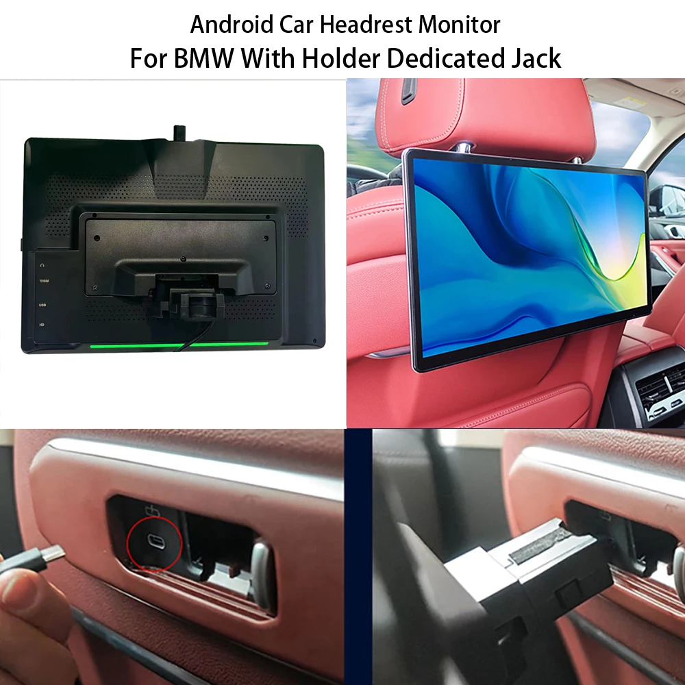 

13.3 Inch Screen Auto TV Tablet For Car Android 14.0 Headrest Monitor With Rear Seat Entertainment System For 2026 BMW X5 X6 X7